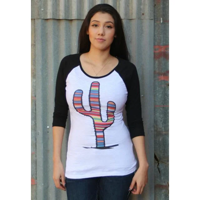 Red Barn Ranch Serape Prickly Cactus Baseball Tee