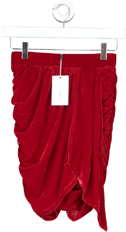 Lovers and Friends Velvet Tinley Skirt In Red UK XS