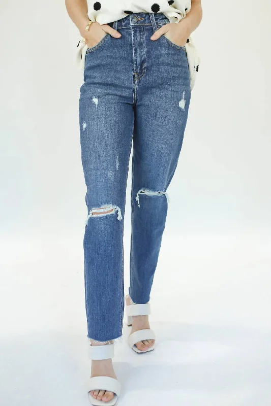 Deana High Waisted Jeans In Medium Wash Denim