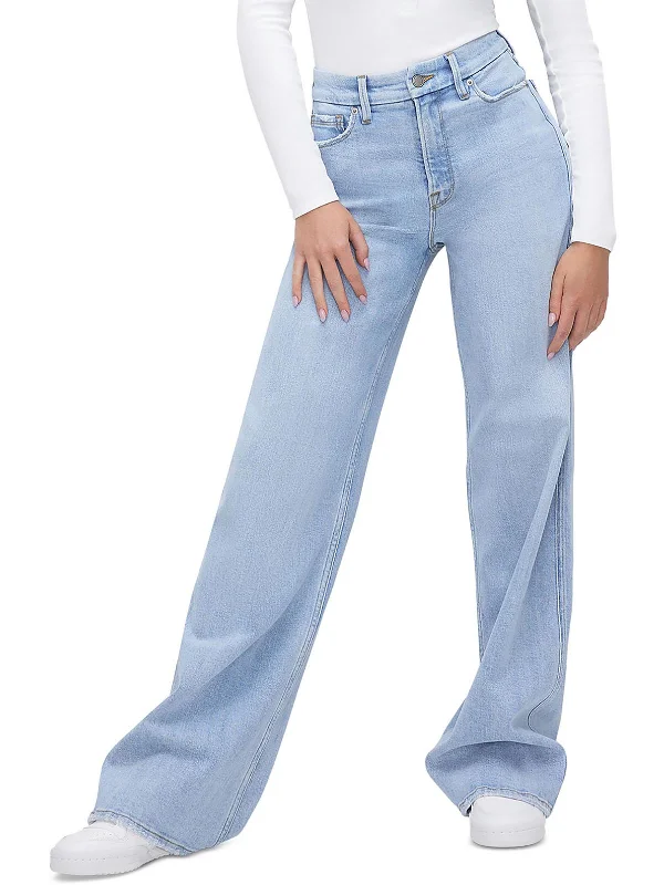 GOOD SKATE Womens High Rise Denim Wide Leg Jeans