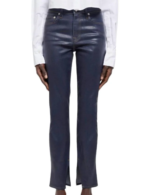 Rae High Rise Skinny Denim In Coated Indigo