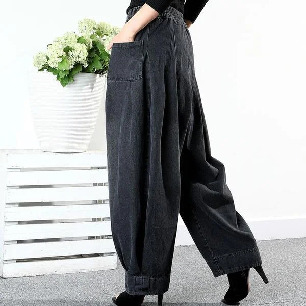 Loose Pants Women Casual Harem Pants Winter The New Fashion Solid Color Elastic Waist Pleated Aimplicity All-nmatch