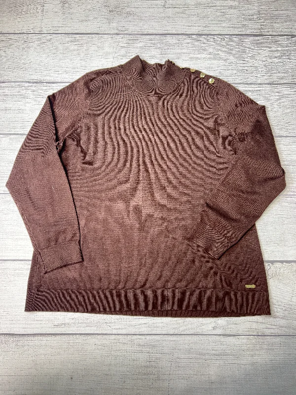 Top Long Sleeve By Calvin Klein In Brown, Size: Xl