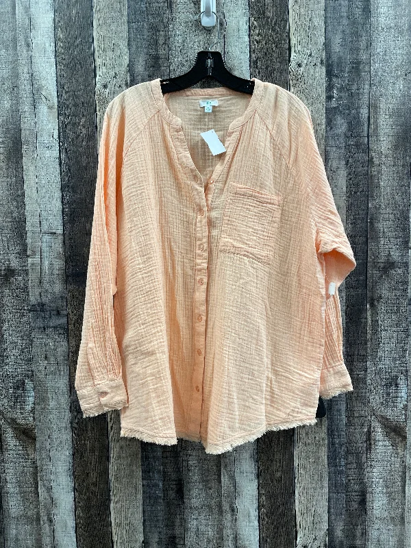 Top Long Sleeve By Dip In Peach, Size: M