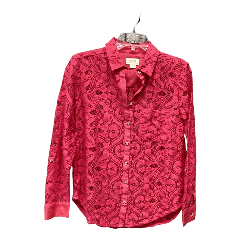 Top Long Sleeve By Maeve In Pink, Size: M