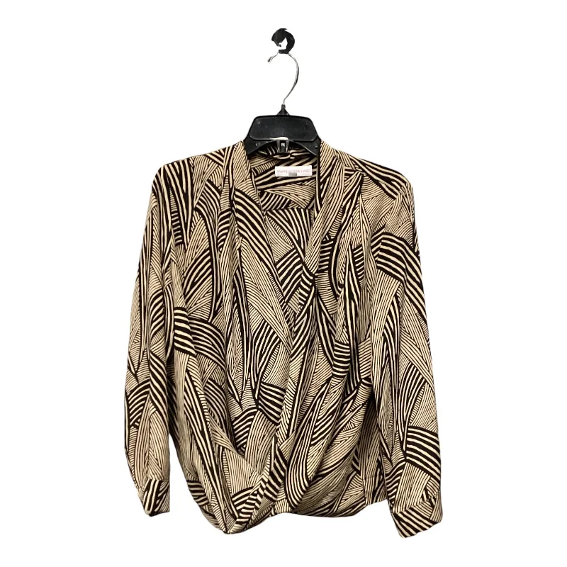 Top Long Sleeve Designer By Amanda Uprichard In Black & Tan, Size: M