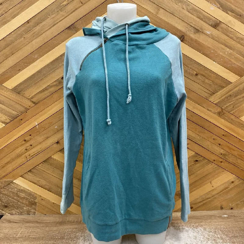 Ampersand - Women's DoubleHood Sweatshirt - MSRP $85: Teal/Light Blue-women-LG