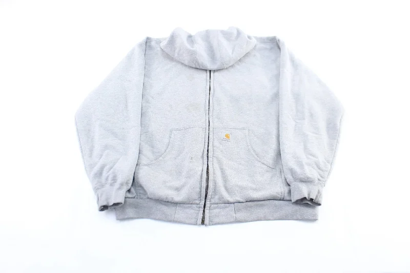 Carhartt Logo Patch Grey Thermal Lined Zip Up Jacket