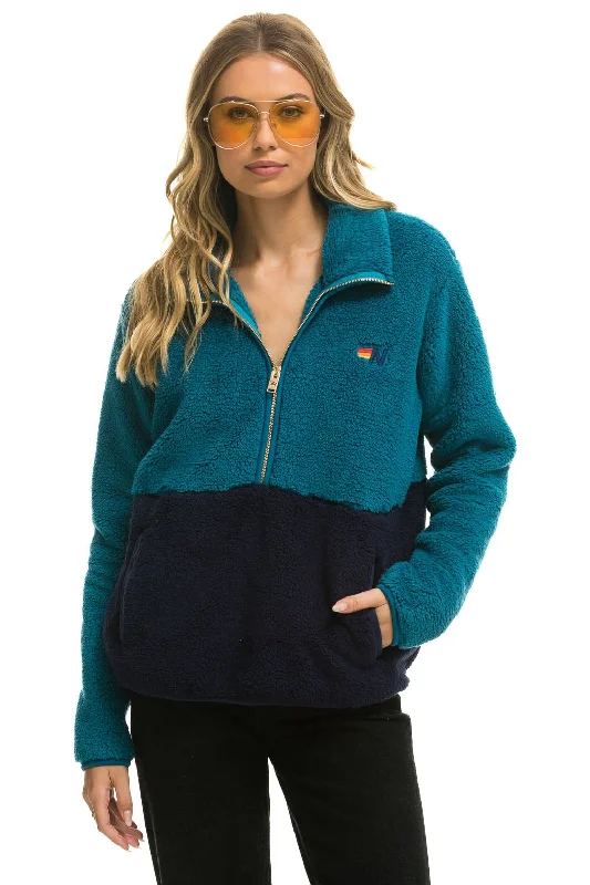 TEDDY UNISEX HALF ZIP COLOR BLOCK JACKET - CAPRI