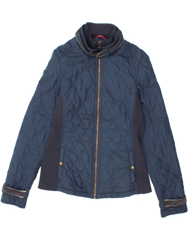 TOMMY HILFIGER Womens Quilted Jacket UK 12 Medium Navy Blue Colourblock