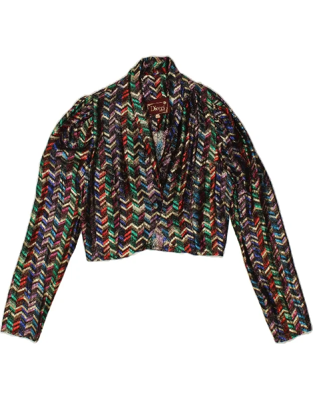 VINTAGE Womens Bolero Jacket UK 12 Medium Multicoloured Chevron