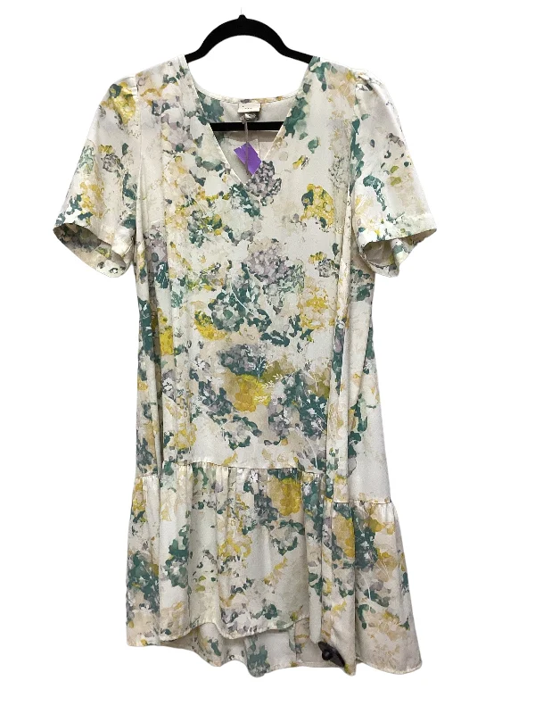 Cream & Green Dress Casual Midi A New Day, Size M