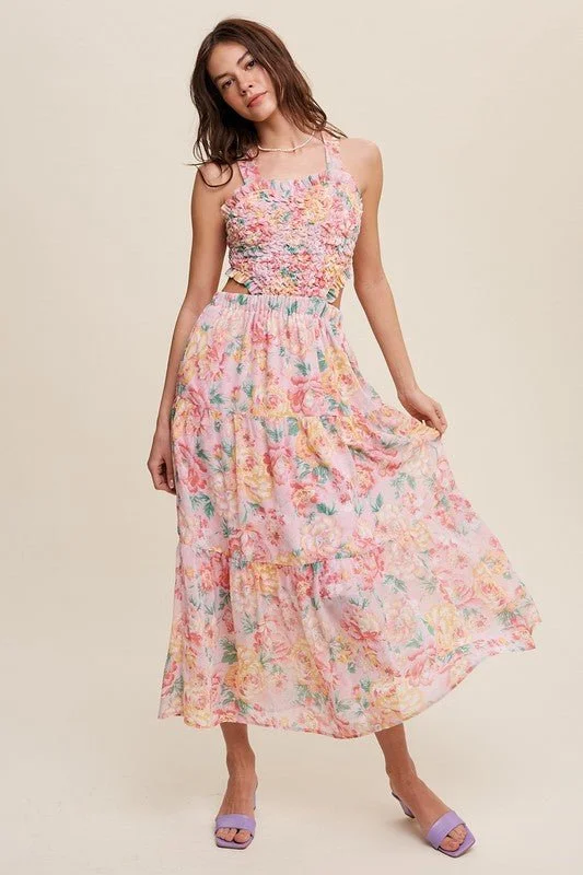 Floral Bubble Textured Maxi Dress