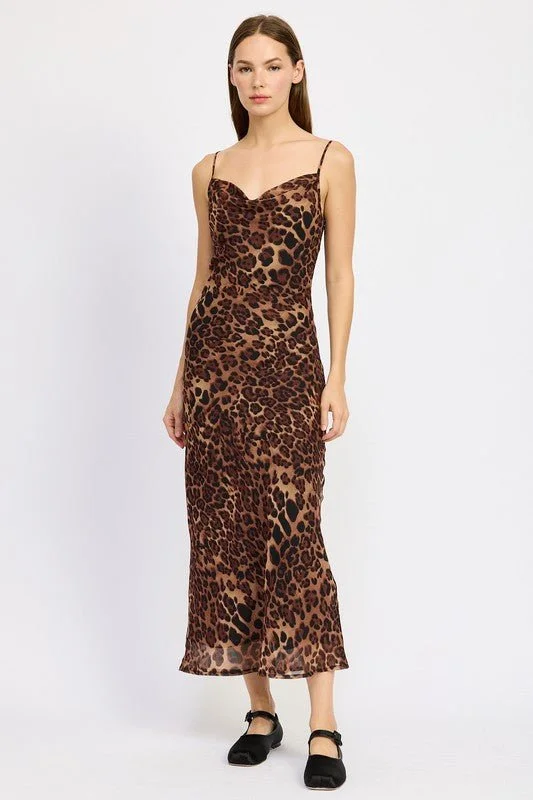 Animal Print Slip Maxi Dress