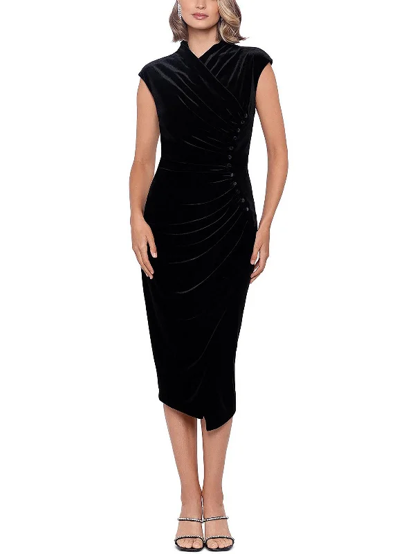 Womens Velvet Long Cocktail and Party Dress