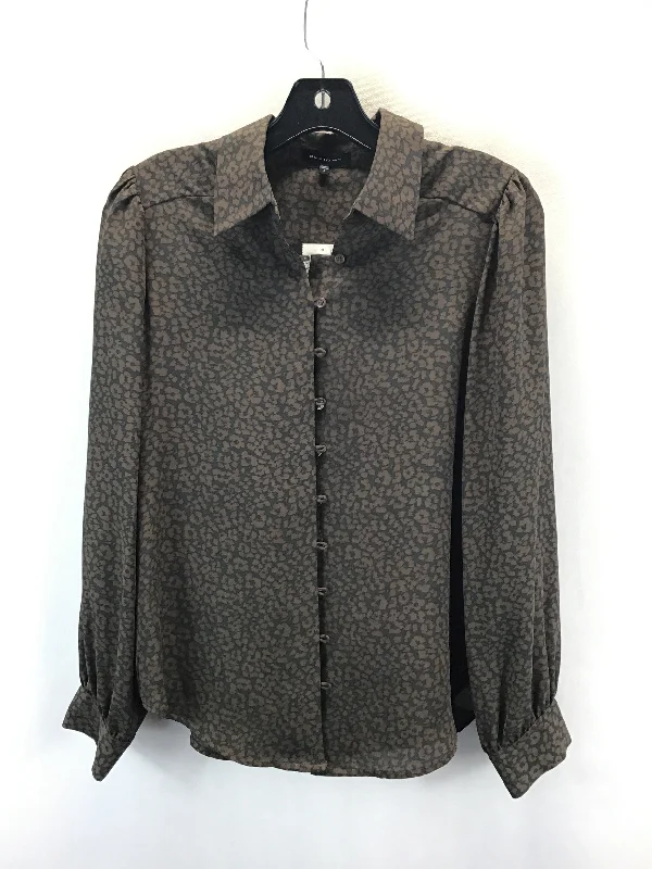 Blouse Long Sleeve By Pleione In Brown, Size: S