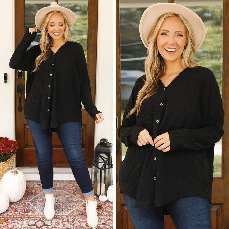 Cozy Cascade Cardigan, Black