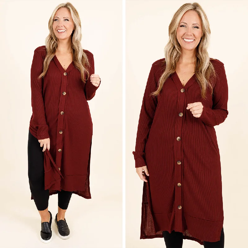 Long Way From You Cardigan, Dark Burgundy