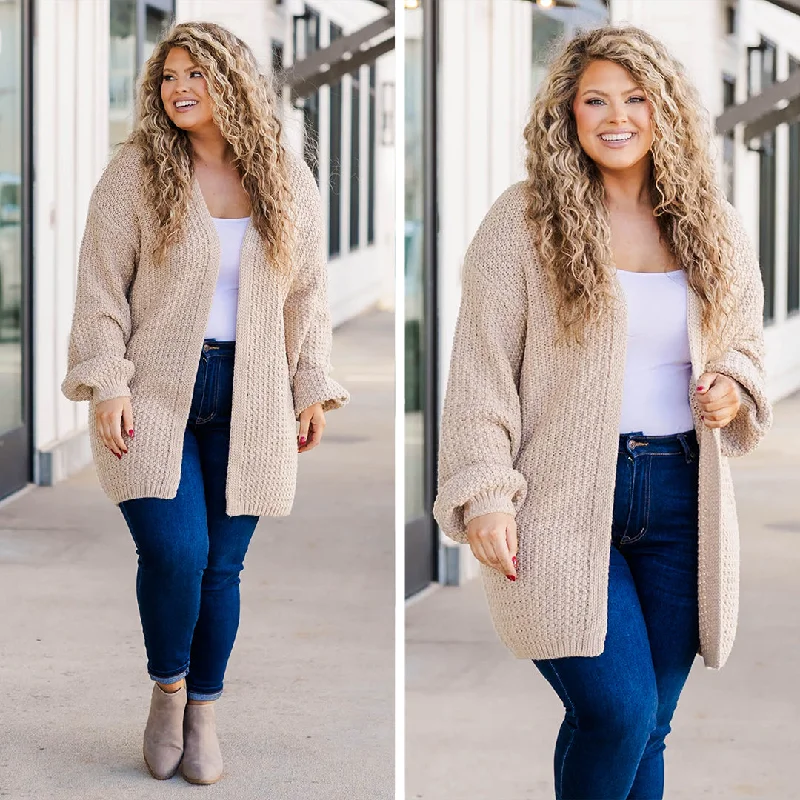 Love Quotes Cardigan, Tan