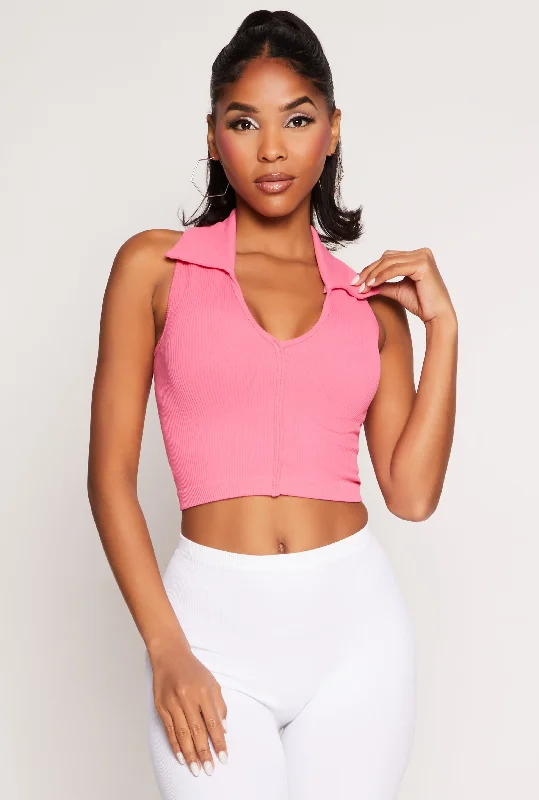 Johnny Collar Seamless Cropped Tank Top