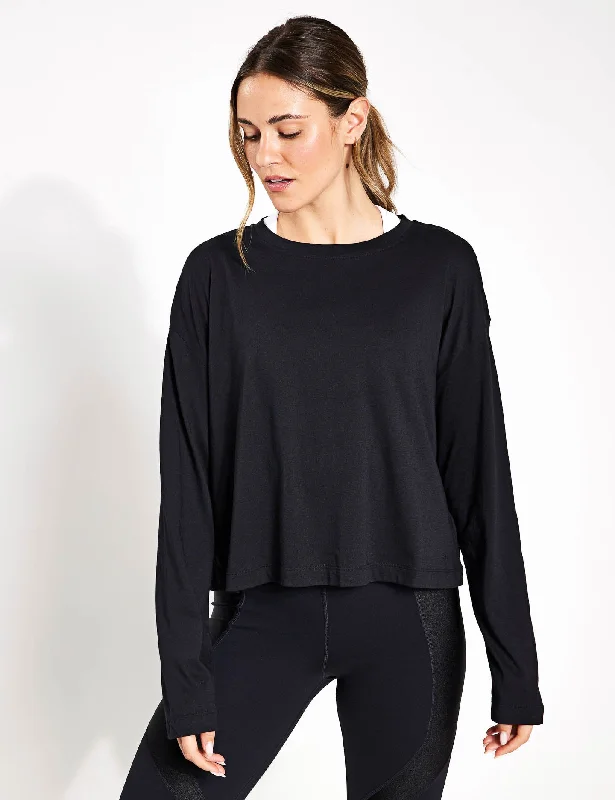 Essential Crop Long Sleeve T-Shirt - Black